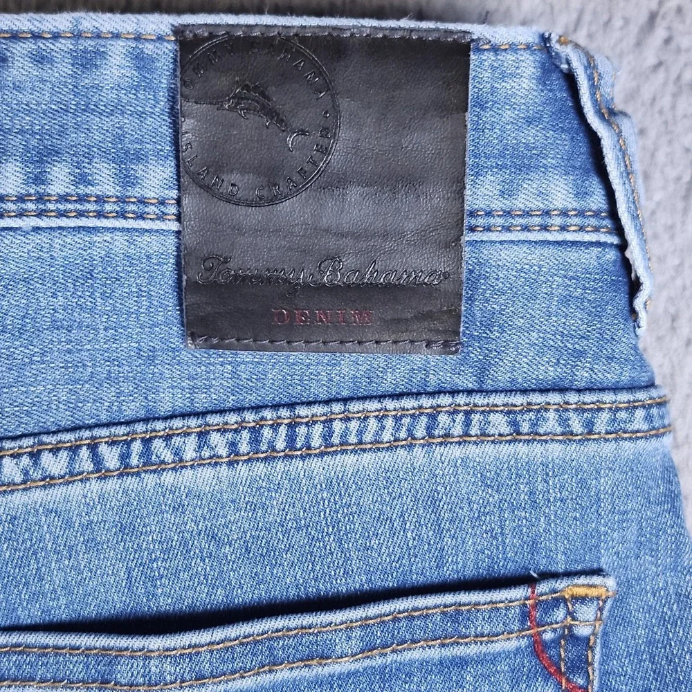 Tommy Bahama Mens Jeans 38x30 Blue Straight Leg Cotton Blend Casual Pants‎